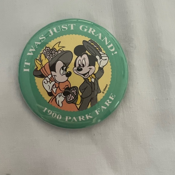 Disney "It Was Just Grand" 1900 Park Fair Mickey and Minnie Button 2 in.vintage - Picture 1 of 5